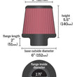 Load image into Gallery viewer, K&amp;N Filter Universal Rubber Filter 2 3/4 inch Flange 6 inch Base 5 inch Top 5 1/2 inch Height - Additional View 5