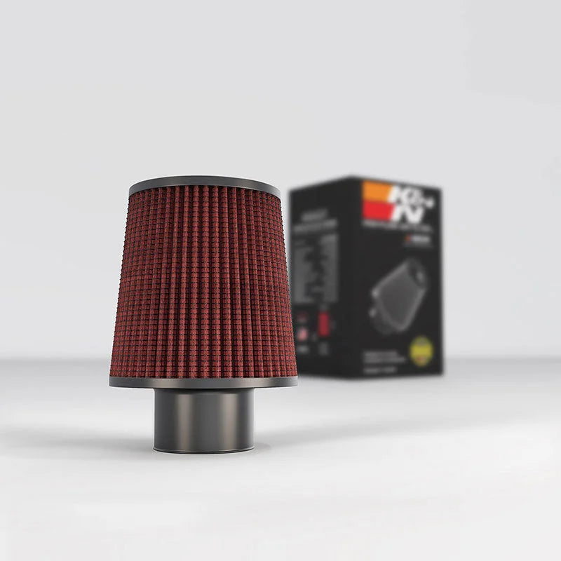 K&N Filter Universal Rubber Filter 2 3/4 inch Flange 6 inch Base 5 inch Top 6 1/2 inch Height - Side View
