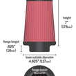 Load image into Gallery viewer, K&amp;N Filter Universal Rubber Filter 3 1/2 inch Flange 4 5/8 inch Base 3 1/2 inch Top 7 inch Height - Additional View 10