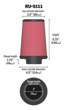 Load image into Gallery viewer, K&amp;N Filter Universal Rubber Filter 3  Flange 4 1/2 Base inch 3 1/2 inch Top 5 3/4 inch Height - Additional View 6