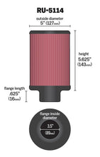Load image into Gallery viewer, K&amp;N Filter Universal Rubber Filter 3.5in Flange ID x 5in OD x 5.625in H - Main Product View