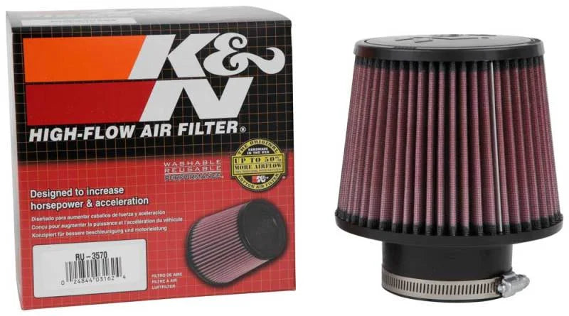 K&N Filter Universal Rubber Filter 3in Flange ID 6in Base OD 5.125in Top OD 5in Height - Side View