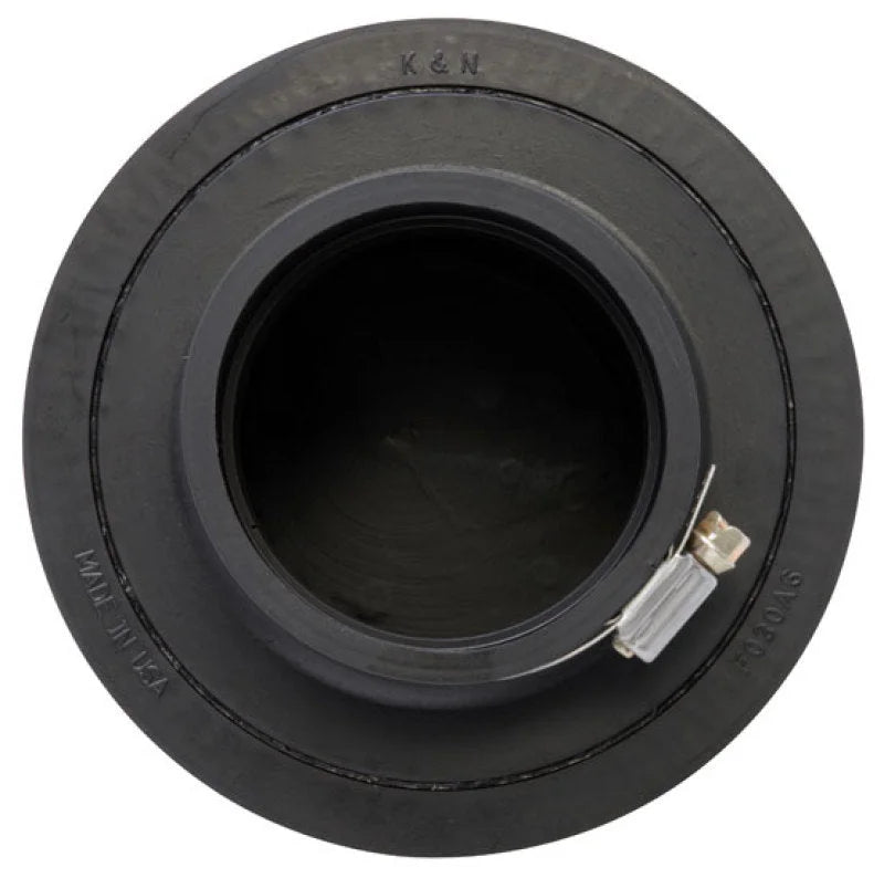 K&N Filter Universal Rubber Filter 3in Flange ID 6in Base OD 5.125in Top OD 5in Height - Back View