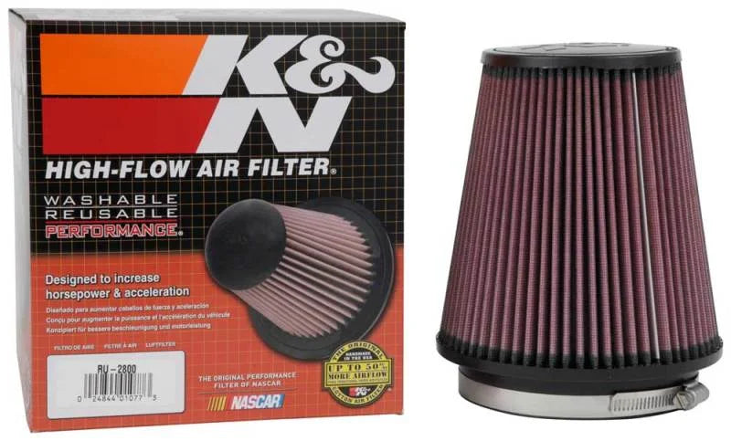 K&N Filter Universal Rubber Filter 5 inch Flange 6 1/2 inch Base 4 3/8 inch Top 7 inch Height - Additional View 12