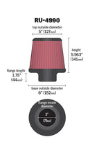 Load image into Gallery viewer, K&amp;N Filter Universal Rubber Filter-Rd Tapered 3in Flange ID x 6in Base OD x 5in Top OD x 5.563in H - Back View