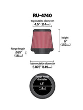 Load image into Gallery viewer, K&amp;N Filter Universal Rubber Filter Round Tapered 4.5in  Flange 5.875in Base 4.5 inch Top 6in  Height - Additional View 5