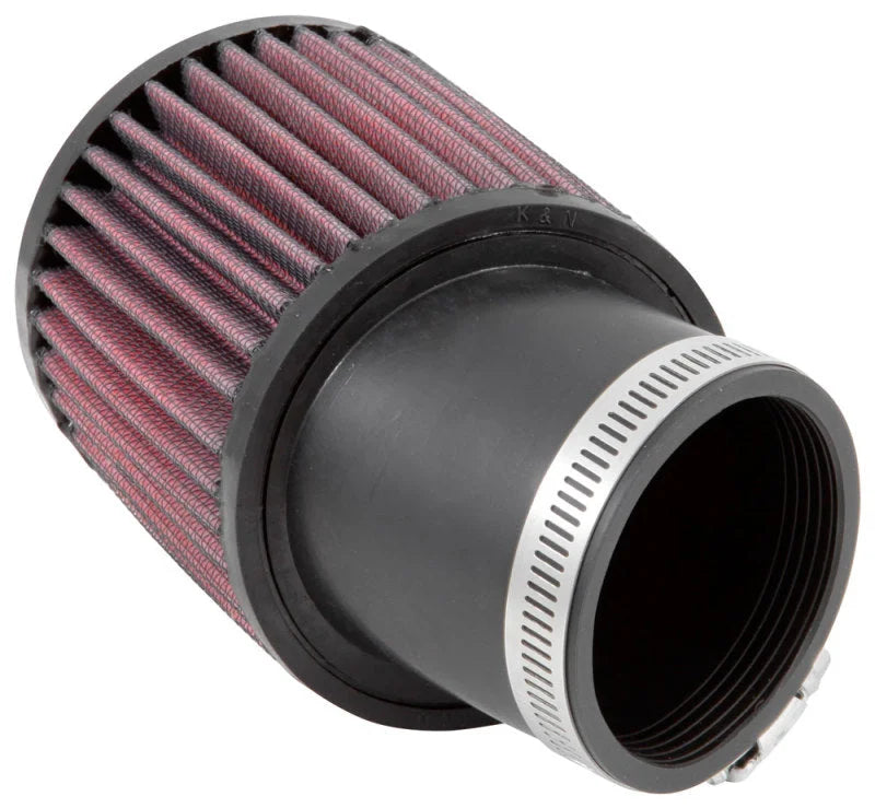 K&N Filter Universal Rubber Round Straight Filter 20 Deg Angled 2-7/16in Flange 3-3/4in OD 4in H - Side View