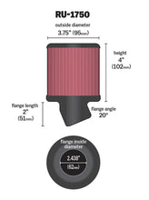 Load image into Gallery viewer, K&amp;N Filter Universal Rubber Round Straight Filter 20 Deg Angled 2-7/16in Flange 3-3/4in OD 4in H - Additional View 8