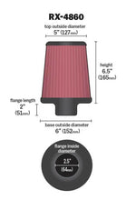 Load image into Gallery viewer, K&amp;N Filter Universal X-Stream Clamp-On Round Tprd 2.5in Flng ID x 6in Base OD x 5in Top OD x 6.5in H - Additional View 9