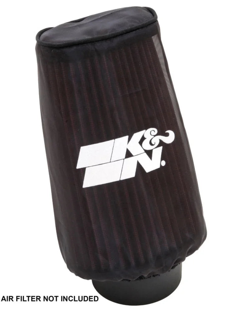 K&N Filter Wrap Drycharger Oval Tapered Black - 3.25in Base I/S Width x 2.5in Top I/S Width x 7in H - Side View