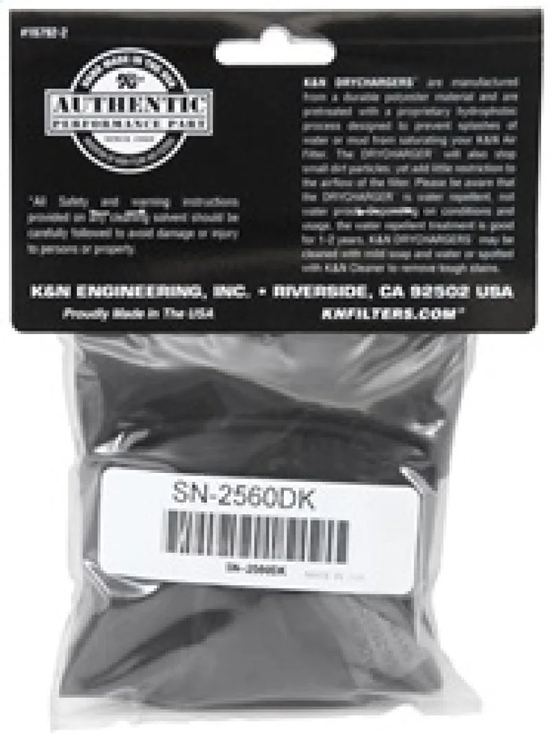 K&N Filter Wrap Drycharger Oval Tapered Black - 3.25in Base I/S Width x 2.5in Top I/S Width x 7in H - Installation View