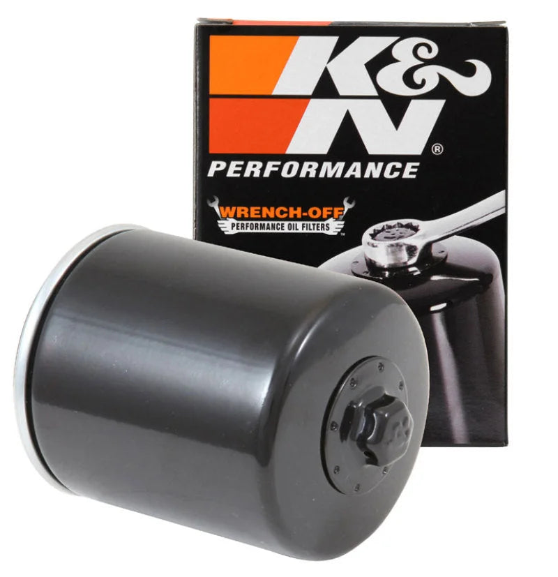 K&N Harley Davidson / Buell 3in OD x 4.063in H Black Oil Filter - Installation View