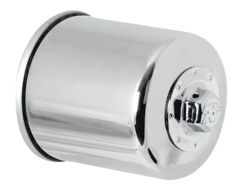 K&N Honda / Kawasaki / Yamaha / Polaris / Victory 2.688in OD x 3.344in H Oil Filter - Chrome - Main Product View