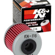 Load image into Gallery viewer, K&amp;N Honda/Husqvarna 1.625in OD x .438in ID x 1.406in H Oil Filter - Installation View