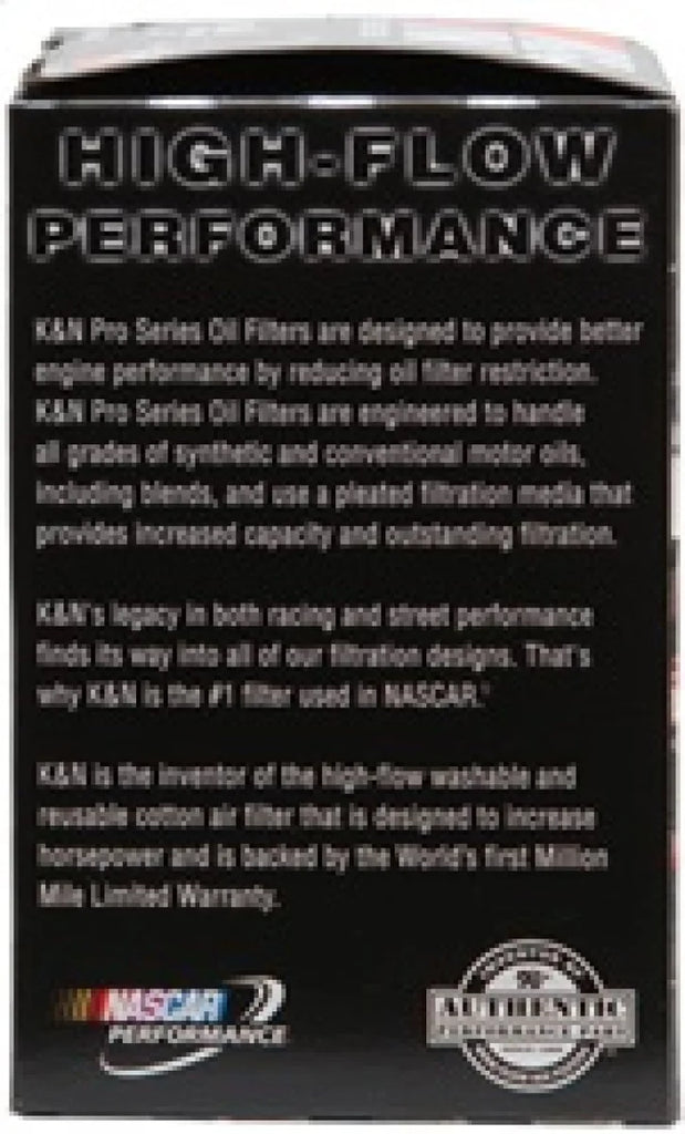 K&N Oil Filter 3in OD x 5.094in H for Buick/Chevrolet/Pontiac/GMC/Oldsmobile/GMC/Cadillac - Side View