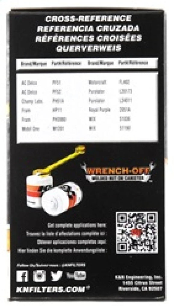 K&N Oil Filter OIL FILTER; AUTOMOTIVE - Back View
