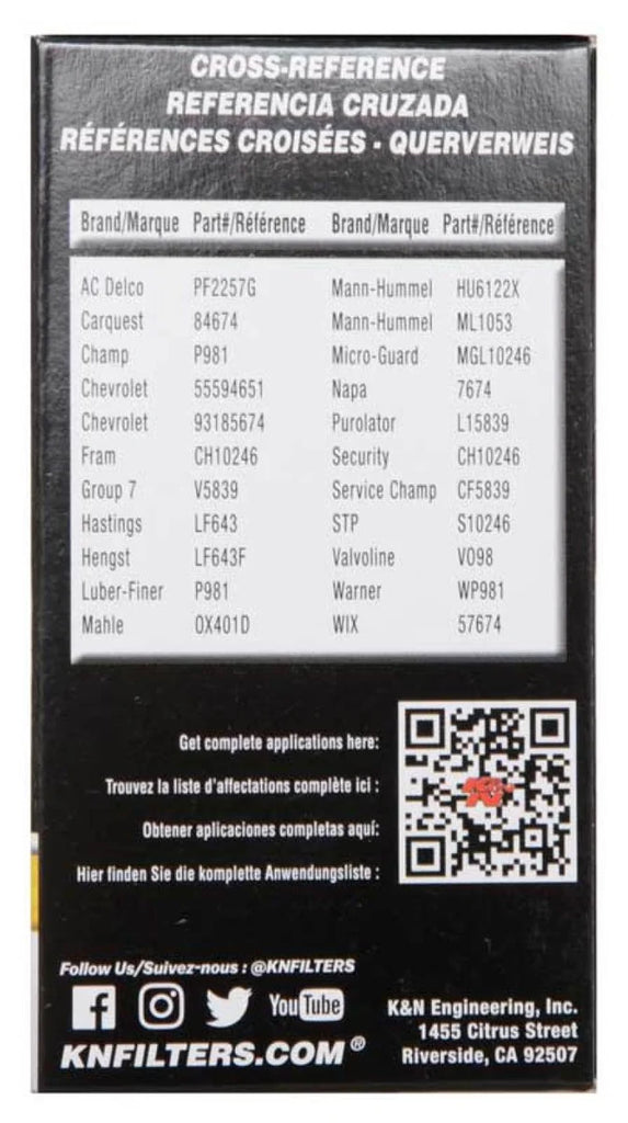 K&N Performance Oil Filter for 09-19 GM 1.4L / 1.6L / 1.8L w/ Hengst Filter Housing - Additional View 11