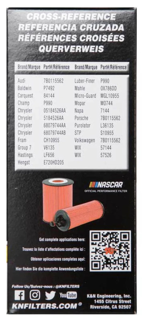 K&N Performance Oil Filter for 11-13 Chrysler 200/300 3.6L / 11-13 Dodge Durango 3.6L - Back View