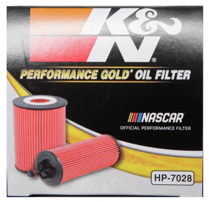 K&N Performance Oil Filter for 2010+ Mercedes Benz GLE350D 3.0L V6 DSL 2.75in OD x 3.625in H - Back View