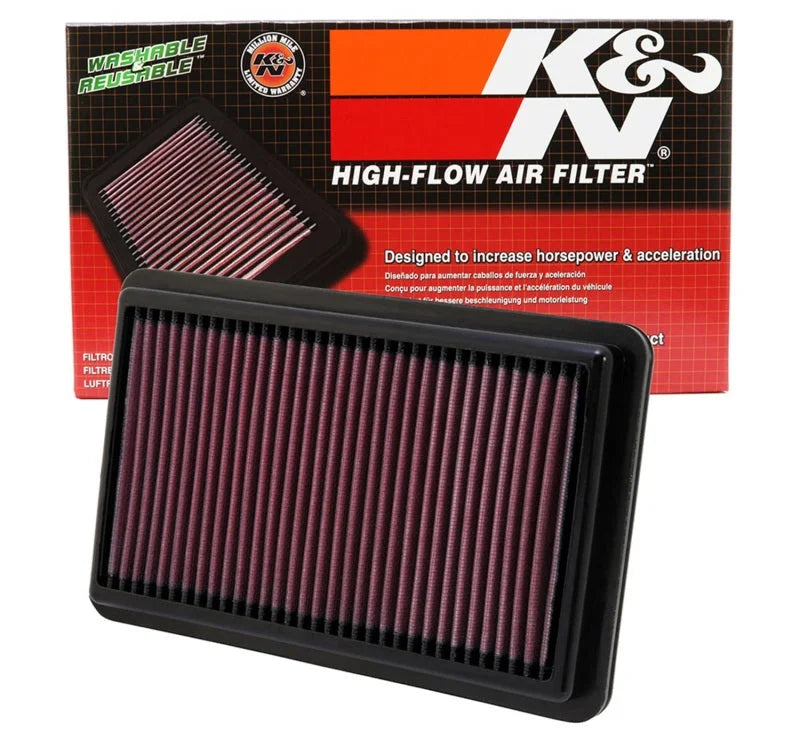 K&N Replacement Air Filter 10.188in O/S Length x 6.375in O/S Width x 1.063in H for 12 Honda Civic Si - Installation View