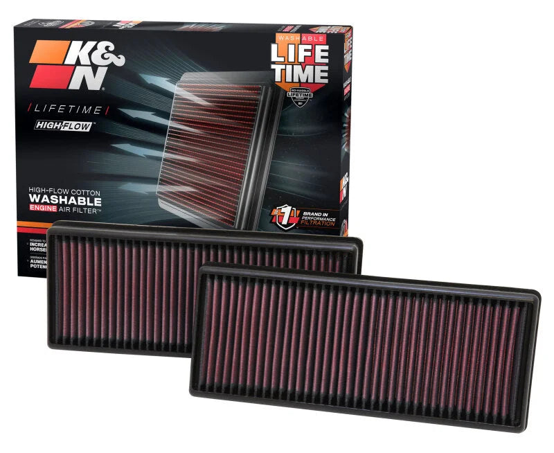 K&N Replacement Air Filter 12.563in O/S Length x 5.25in O/S Width x 1.625in H (Inc 2 Filters) - Installation View