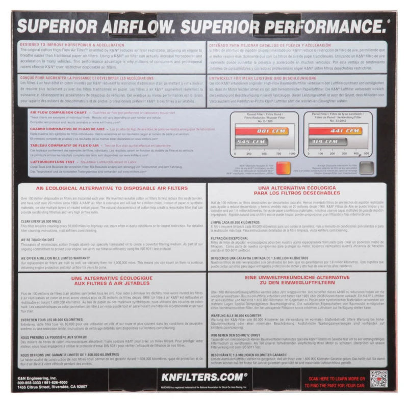 K&N Replacement Air Filter CHRYSLER,DODGE,PLY.,FORD, 1968-89 - Additional View 6