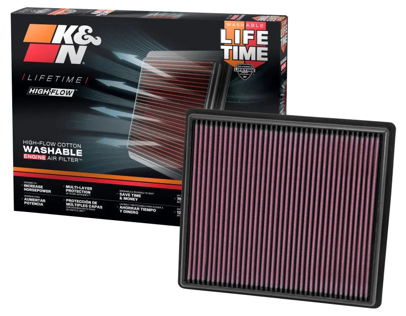 K&N Replacement Air Filter - Panel for 13 Chevrolet Malibu 2.5L/2.0L - Side View