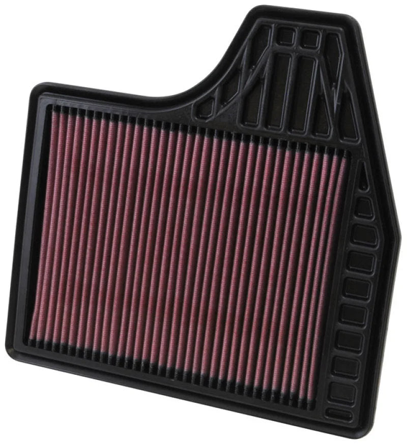K&N Replacement Filter 11.438in O/S Length x 11.375in O/S Width x 1in H for 13 Nissan Altima 2.5L - Side View