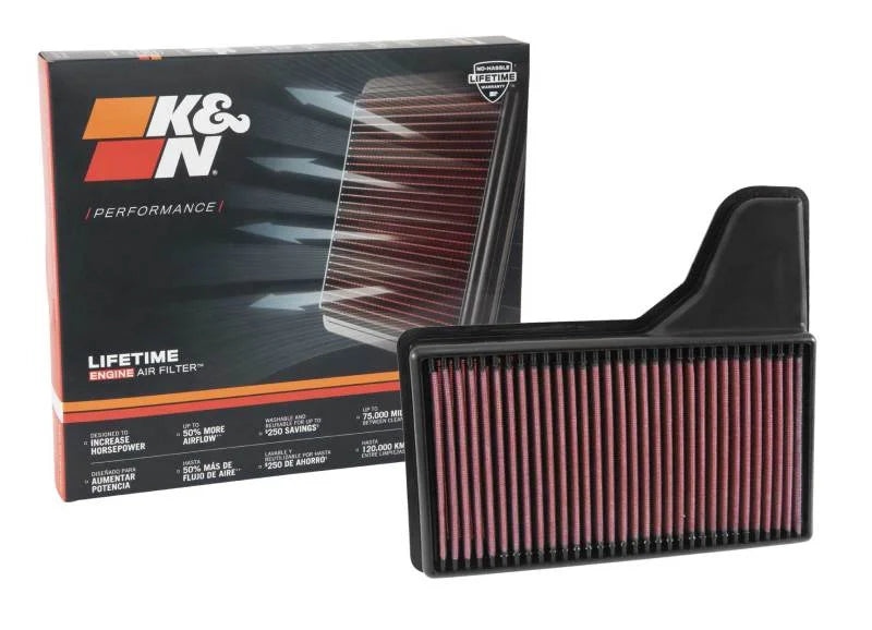 K&N Replacement Panel Air Filter for 2015 Ford Mustang 2.3L L4/3.7L V6/5.0L V8 - Back View