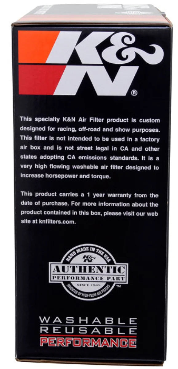 K&N Round Air Filter Assembly 5.25in ID / 5in Height / 5.125in Neck Flange / 1 1/4in Drop Base - Side View