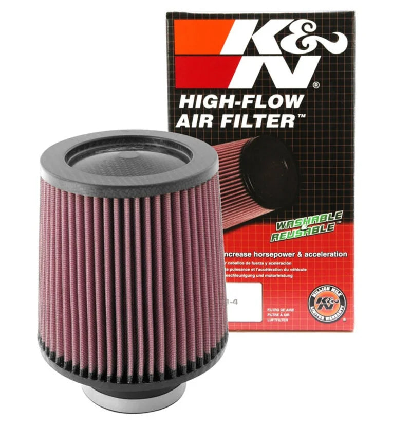 K&N Round Tapered Universal Air Filter 3 inch Flange 6 inch Base 5 inch Top 6 inch Height - Installation View