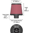 Load image into Gallery viewer, K&amp;N Round Tapered Universal Air Filter 3 inch Flange 6 inch Base 5 inch Top 6 inch Height - Additional View 6