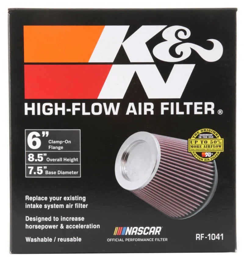 K&N Round Tapered Universal Air Filter 6 inch Flange 7 1/2 inch Base 5 inch Top 7 1/2 inch Height - Additional View 5