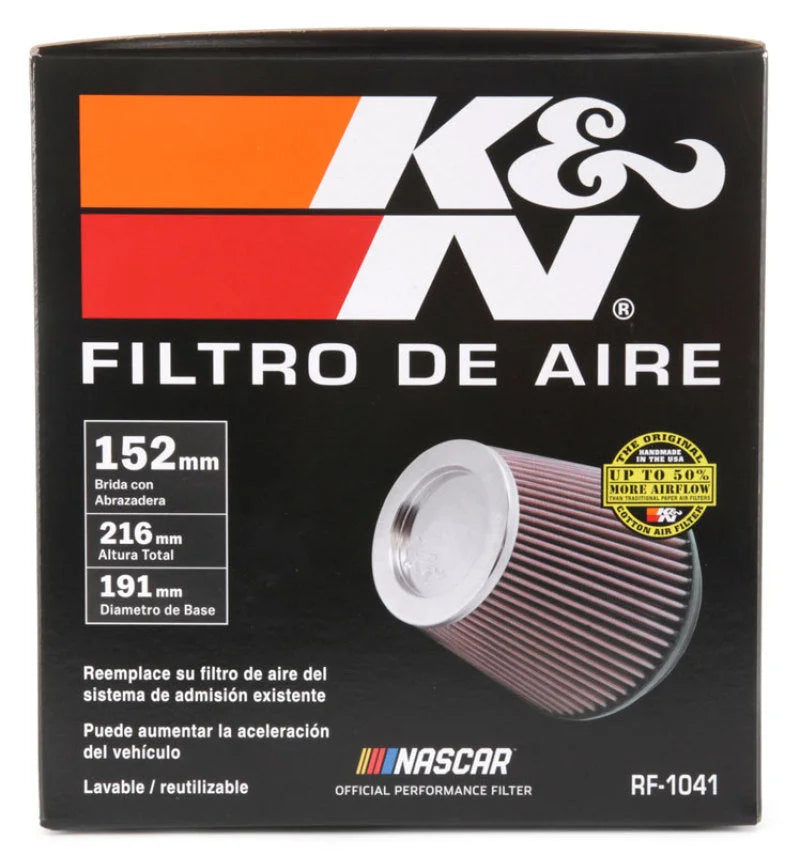K&N Round Tapered Universal Air Filter 6 inch Flange 7 1/2 inch Base 5 inch Top 7 1/2 inch Height - Additional View 10