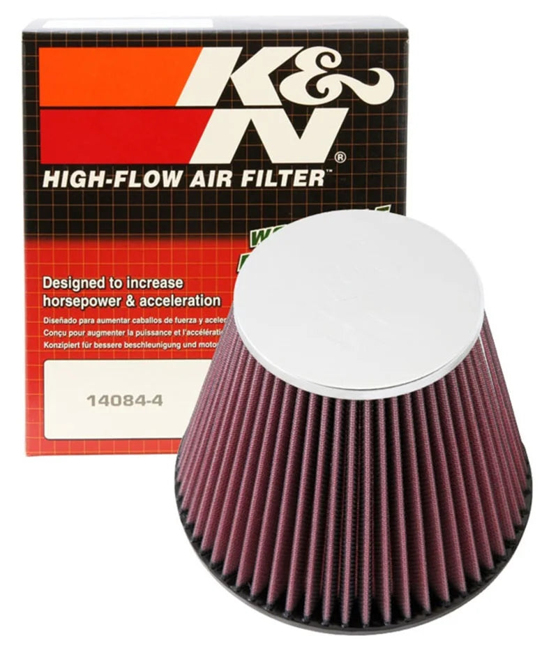K&N Round Tapered Universal Air Filter 6in Flange ID x 7.5in Base OD x 4.5in Top OD x 6in H - Installation View