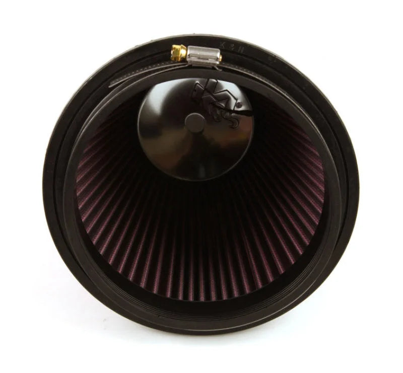 K&N Round Tapered Universal Air Filter 6in Flange ID x 7.5in Base OD x 5in Top OD x 6.5in Height - Back View