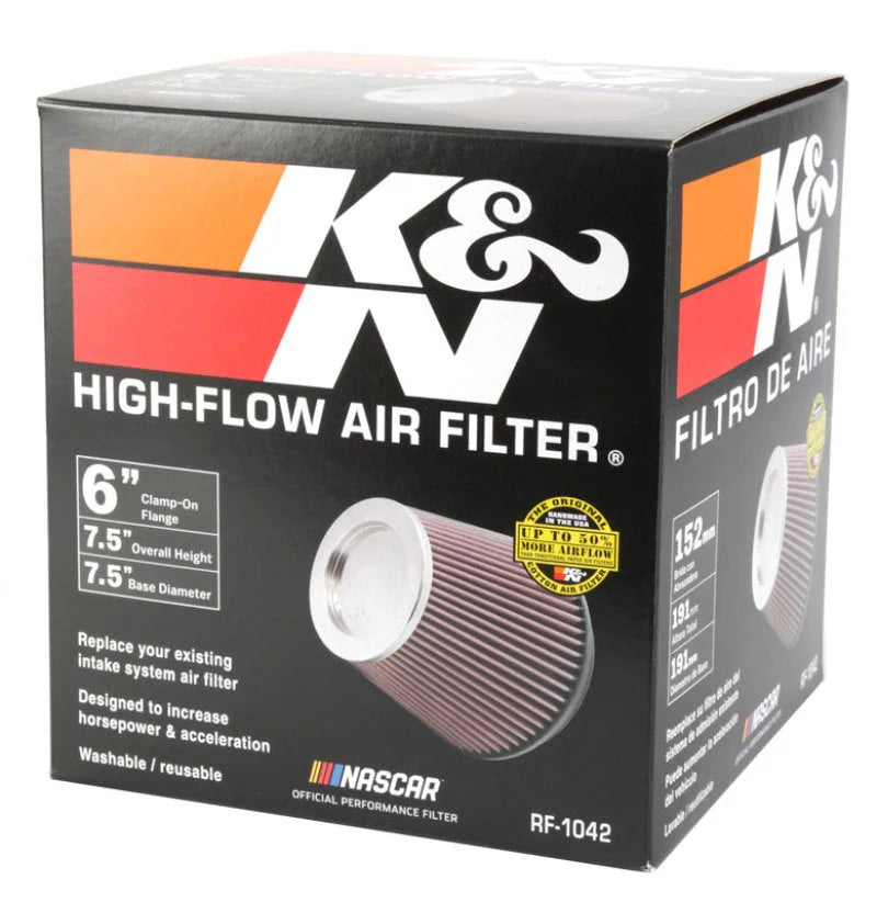 K&N Round Tapered Universal Air Filter 6in Flange ID x 7.5in Base OD x 5in Top OD x 6.5in Height - Additional View 5