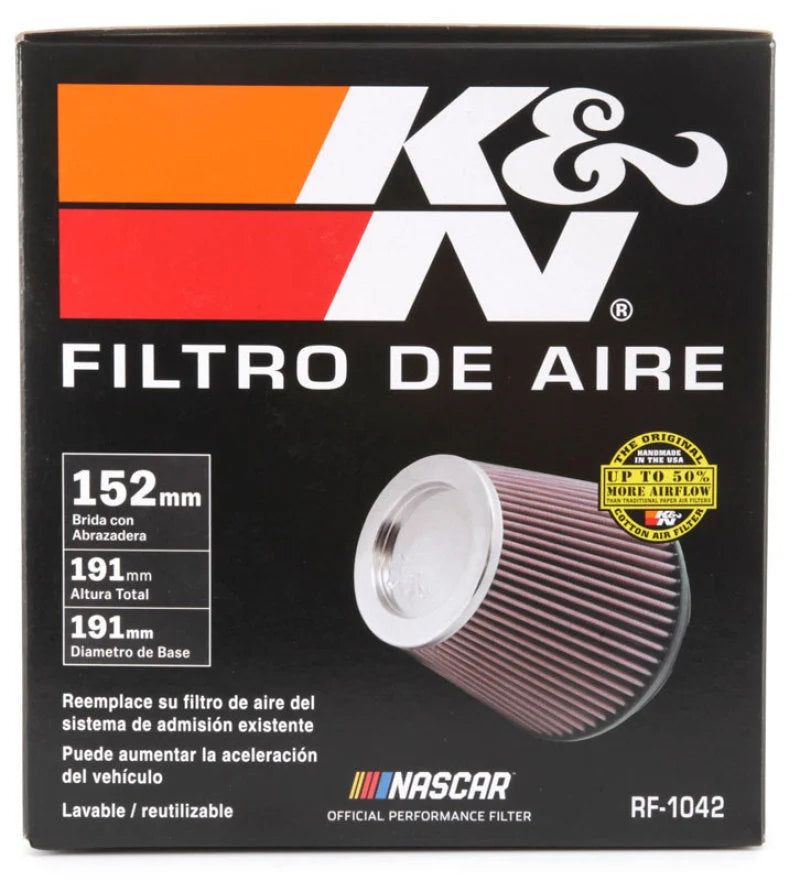K&N Round Tapered Universal Air Filter 6in Flange ID x 7.5in Base OD x 5in Top OD x 6.5in Height - Additional View 7