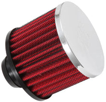 Load image into Gallery viewer, K&amp;N Rubber Base Chrome Top Push-In Crankcase Vent Filter 3in OD x 2-1/2in H. - Main Product View