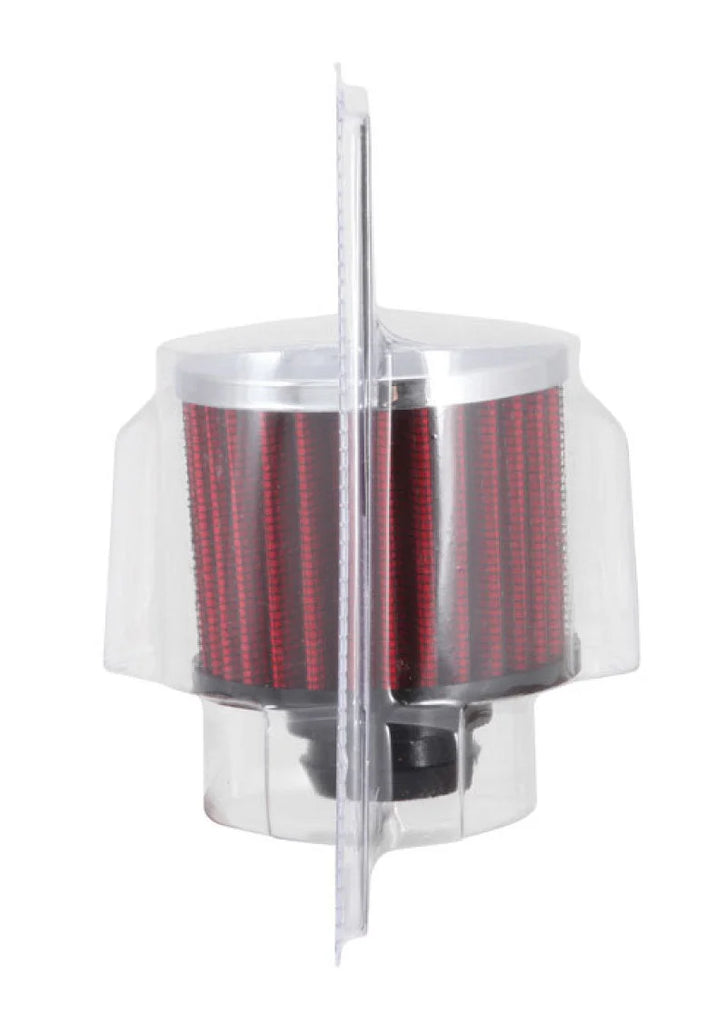 K&N Rubber Base Chrome Top Push-In Crankcase Vent Filter 3in OD x 2-1/2in H. - Back View
