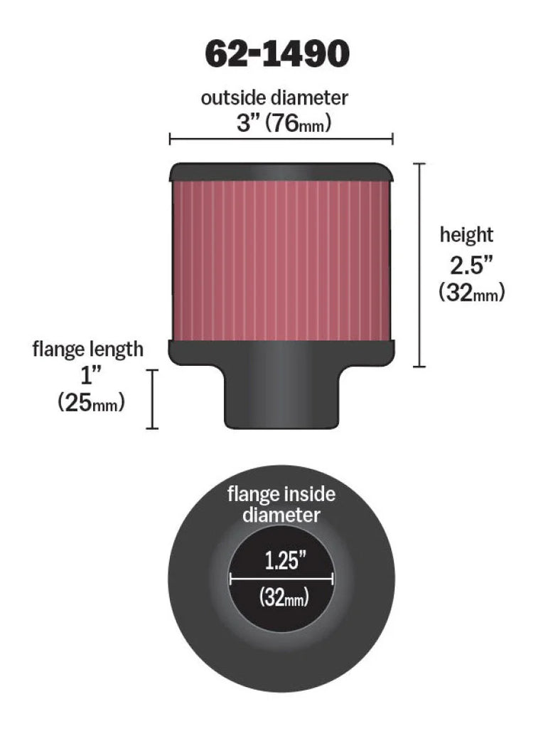 K&N Rubber Base Chrome Top Push-In Crankcase Vent Filter 3in OD x 2-1/2in H. - Additional View 7