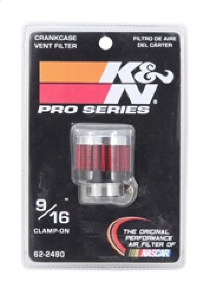 K&N Rubber Base Crankcase Vent Filter - 0.55in Flange ID 1.375in OD 1.125in Height - Installation View