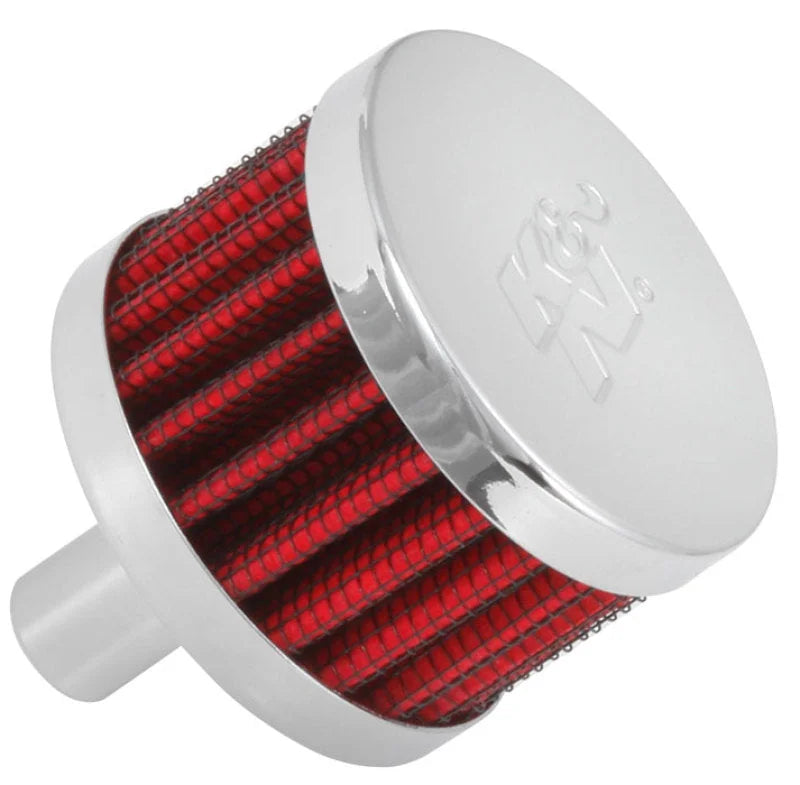 K&N Steel Base Chrome Top Crankcase Vent Filter 1/2in. Vent / 2in. OD / 1-1/2in. Height - Side View