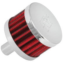 Load image into Gallery viewer, K&amp;N Steel Base Chrome Top Crankcase Vent Filter 1/2in. Vent / 2in. OD / 1-1/2in. Height - Side View