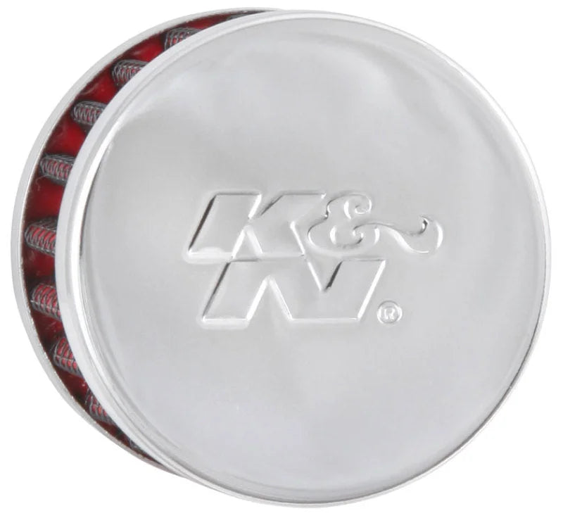 K&N Steel Base Chrome Top Crankcase Vent Filter 1/2in. Vent / 2in. OD / 1-1/2in. Height - Back View