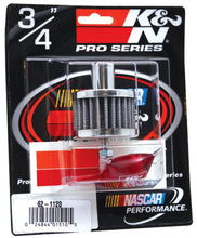 Load image into Gallery viewer, K&amp;N Steel Base Chrome Top Crankcase Vent Filter 3/4in OD Vent / 2in OD / 1-1/2in H Stud Mount - Side View