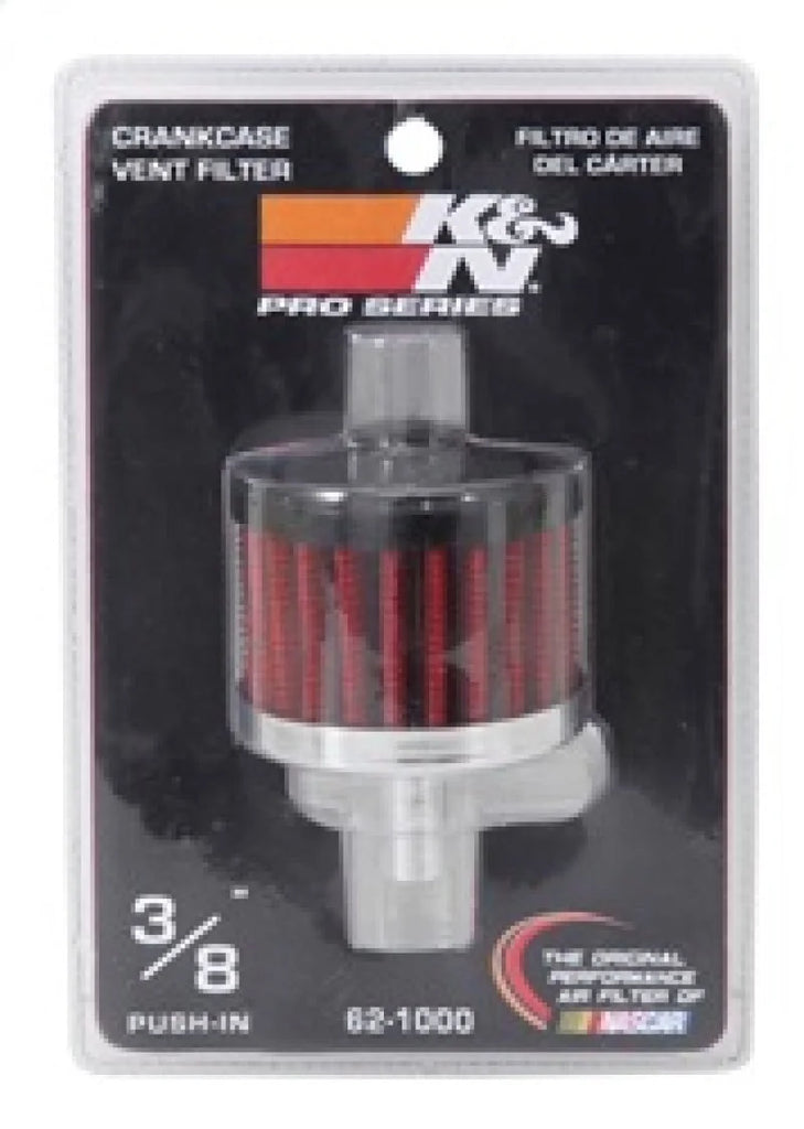 K&N Steel Base Crankcase Vent Filter 0.375in Vent OD x 2in OD x 1.5in Height - Installation View