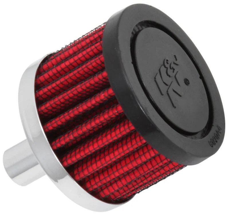 K&N Steel Base Crankcase Vent Filter .5in Vent OD x 2in OD x 1.5in Height - Side View