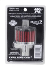 Load image into Gallery viewer, K&amp;N Steel Base Crankcase Vent Filter .5in Vent OD x 2in OD x 1.5in Height - Installation View