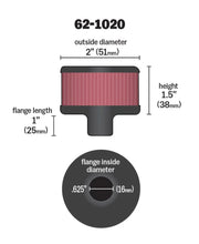 Load image into Gallery viewer, K&amp;N Steel Base Crankcase Vent Filter .625in Vent OD x 2in OD x 1.5in Height - Back View